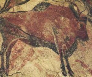 пазл Кейв картиной с изображением буйвола на стене пещеры
